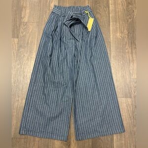 Free Market Pinstripe Wide Leg Pants w/ Tie Belt (Size L) NWT